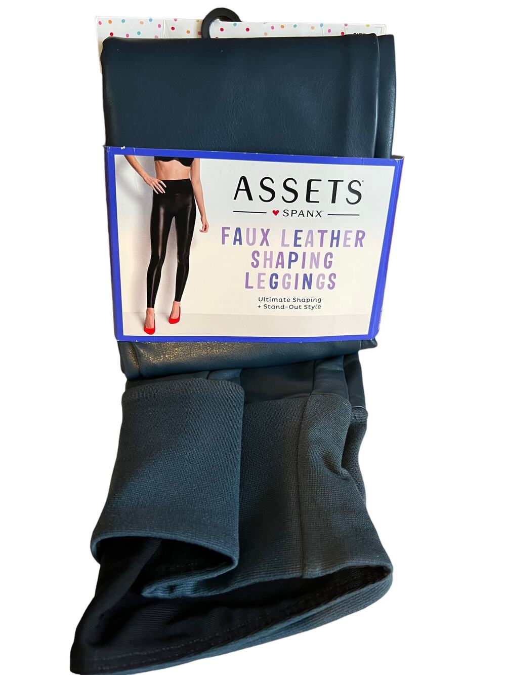 Assets by Spanx Faux Leather Shaping Leggings Sea Blue S